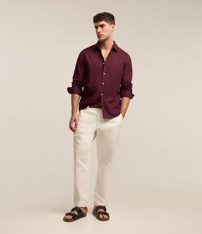 Camisa Comfort Básica en Lino Manga Larga 2
