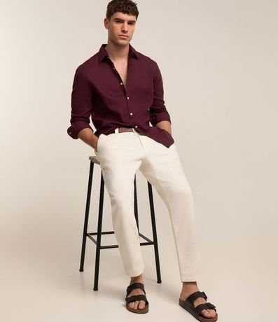 Camisa Comfort Básica en Lino Manga Larga 6