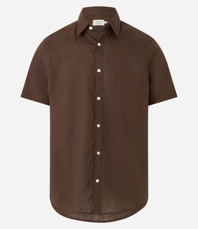 Camisa Comfort Básica en Lino con Manga Corta 4