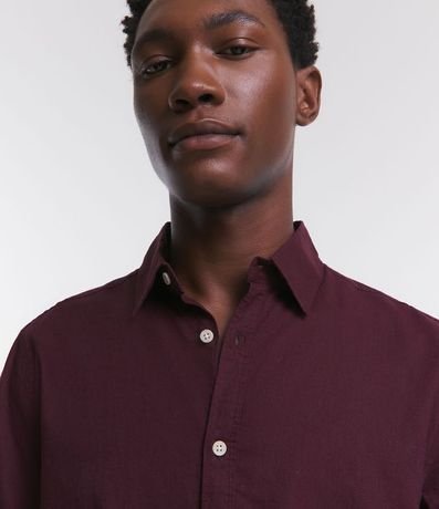 Camisa Comfort Básica en Lino con Manga Corta 4
