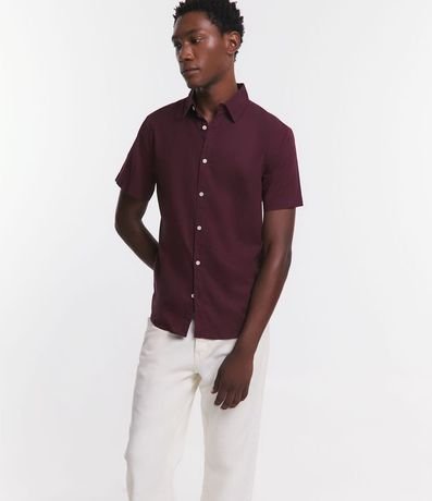 Camisa Comfort Básica en Lino con Manga Corta 5