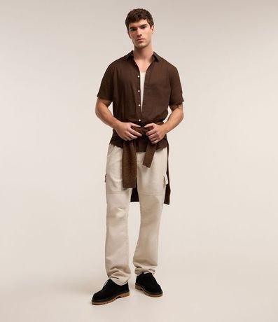 Camisa Comfort Básica en Lino con Manga Corta 2