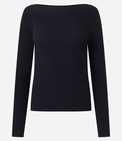 Blusa en Punto con Escote Bote y Textura Acanalada 6