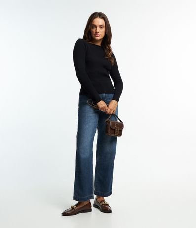 Blusa en Punto con Escote Bote y Textura Acanalada 2