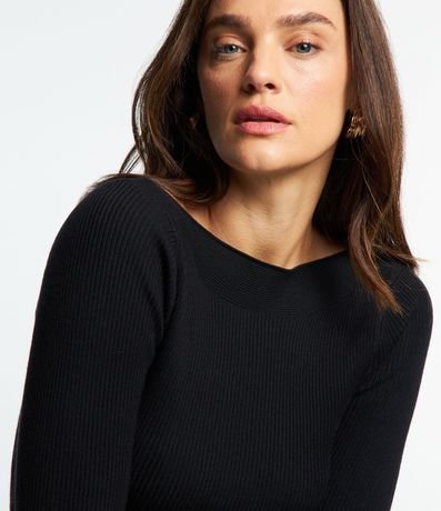 Blusa en Punto con Escote Bote y Textura Acanalada 3