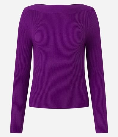 Blusa en Punto con Escote Bote y Textura Acanalada 6
