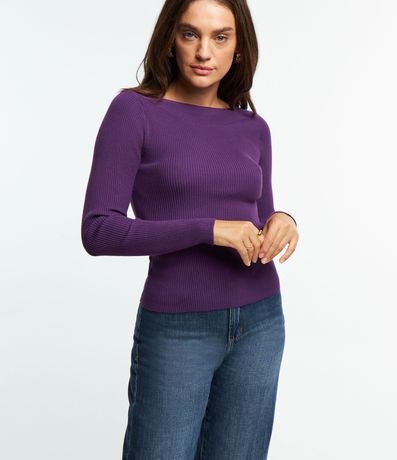 Blusa en Punto con Escote Bote y Textura Acanalada 3