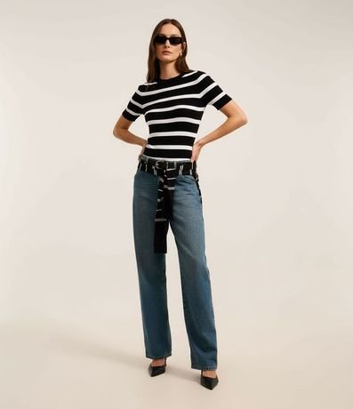 Blusa de Punto con Estampa a Rayas 4