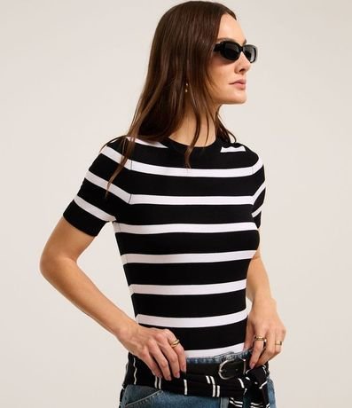 Blusa de Punto con Estampa a Rayas