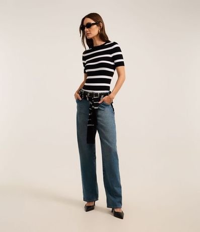 Blusa de Punto con Estampa a Rayas 2