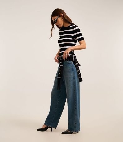 Blusa de Punto con Estampa a Rayas 4