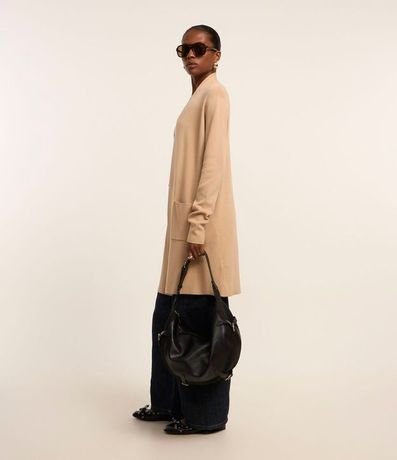 Cardigan Alargado Básico de Punto con Bolsillos 4