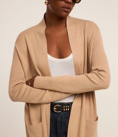 Cardigan Alargado Básico de Punto con Bolsillos 5