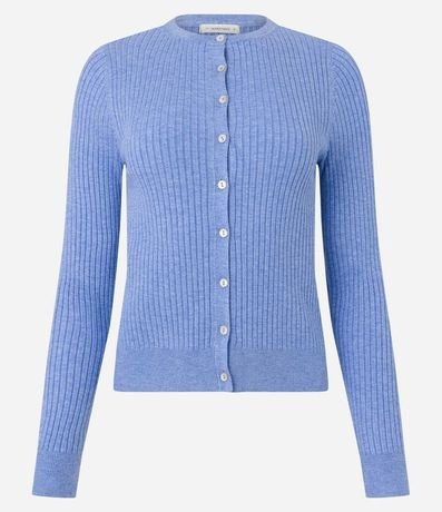 Cardigan Corto en Punto con Textura Acanalada 6