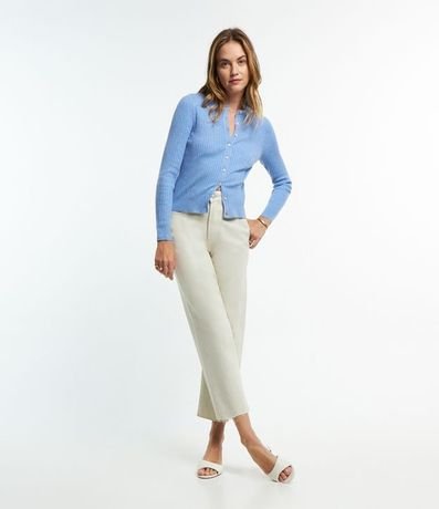 Cardigan Corto en Punto con Textura Acanalada 2