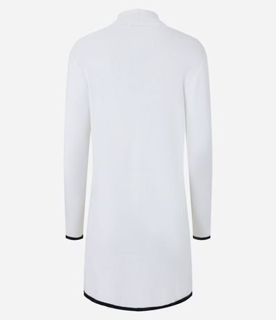 Cardigan Alargado en Punto con Detalles Contrastantes 7