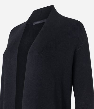 Cardigan Alargado en Punto con Detalles Contrastantes 6