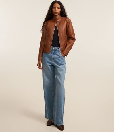 Campera en Pu con Cierre en los Bolsillos y Mangas 2