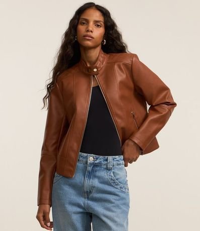 Campera en Pu con Cierre en los Bolsillos y Mangas 3