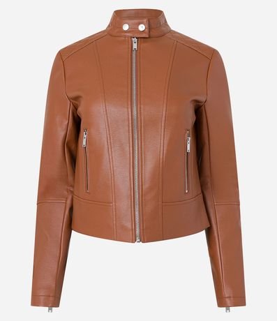 Campera en Pu con Cierre en los Bolsillos y Mangas 5