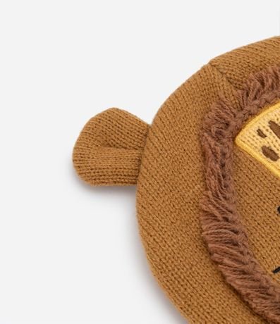 Gorro Infantil en Punto con Bordado de León y Orejitas - Talle U 2