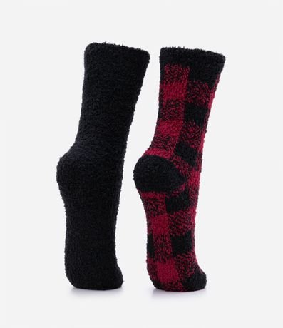 Kit 02 Medias Caña Larga en Chenille con Estampado en Cuadros 3