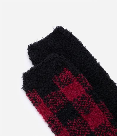 Kit 02 Medias Caña Larga en Chenille con Estampado en Cuadros 4