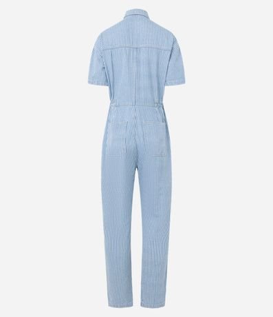 Mono en Jeans Rayado con Hilo Teñido y Bolsillos Delanteros 2