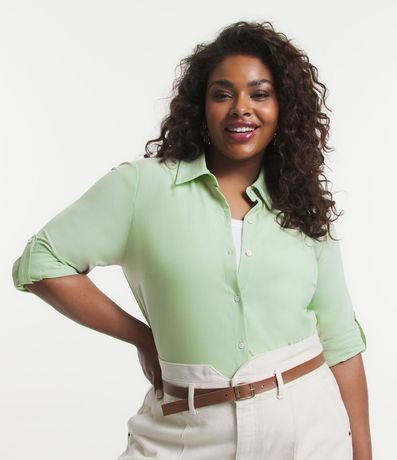 Camisa Manga Larga en Tricolina Curve & Plus Size