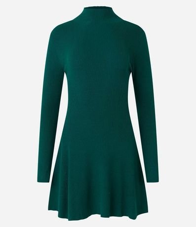 Vestido Corto Evasê en Punto con Cuello Alto 5
