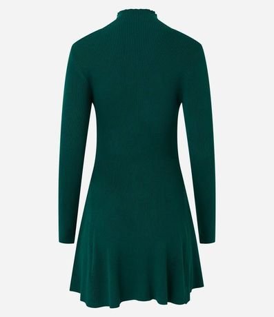 Vestido Corto Evasê en Punto con Cuello Alto 7