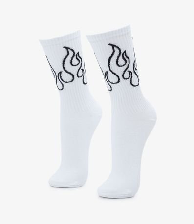 Media Caña Larga en Algodón con Estampado Fuego
