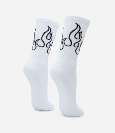 Media Caña Larga en Algodón con Estampado Fuego 3