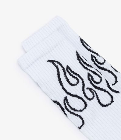 Media Caña Larga en Algodón con Estampado Fuego 4