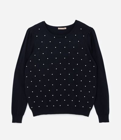 Suéter de Punto con Textura Cuadriculada y Perlas Curve & Plus Size 5