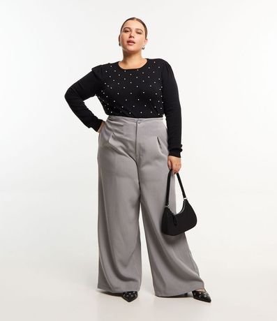 Suéter de Punto con Textura Cuadriculada y Perlas Curve & Plus Size 2