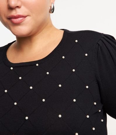 Suéter de Punto con Textura Cuadriculada y Perlas Curve & Plus Size 4