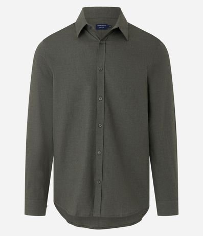 Camisa en Algodón con Botones Delanteros y Efecto Melange 6
