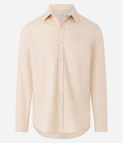 Camisa en Algodón con Botones Delanteros y Efecto Melange 7