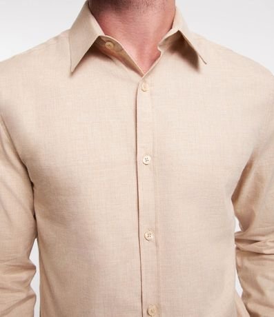 Camisa en Algodón con Botones Delanteros y Efecto Melange 4