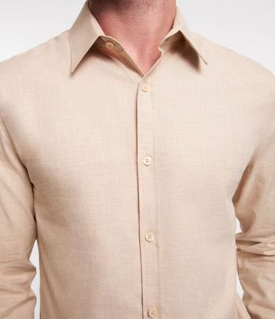 Camisa en Algodón con Botones Delanteros y Efecto Melange 3