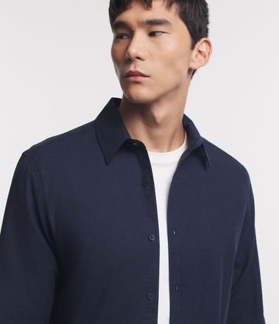 Camisa en Algodón con Botones Delanteros y Efecto Melange 4