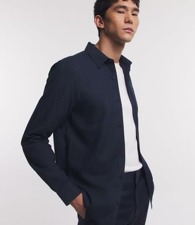 Camisa en Algodón con Botones Delanteros y Efecto Melange 6