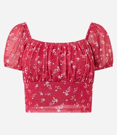 Blusa Cropped en Tul con Busto Fruncido y Estampa Floral Liberty 5