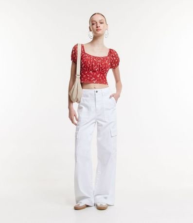 Blusa Cropped en Tul con Busto Fruncido y Estampa Floral Liberty 2