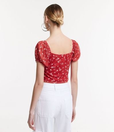 Blusa Cropped en Tul con Busto Fruncido y Estampa Floral Liberty 3