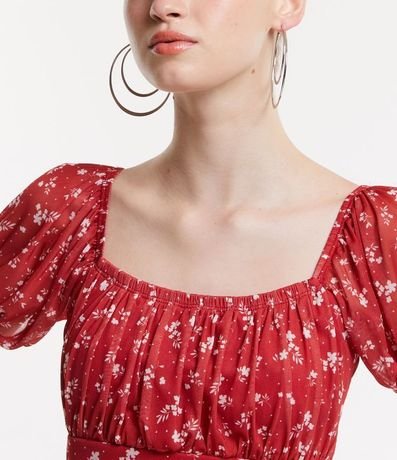 Blusa Cropped en Tul con Busto Fruncido y Estampa Floral Liberty 4