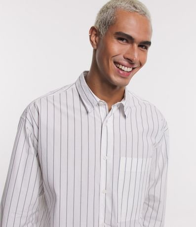 Camisa en Tricolina con Bolsillos y Estampado en Rayas 4