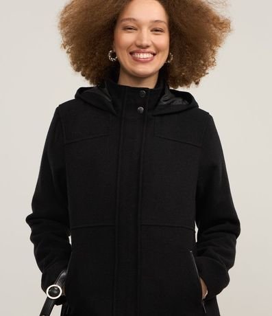 Saco Largo en Polivelour con Capucha y Bolsillos 3