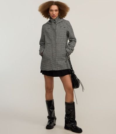 Capucha Largo en Polivelour Pied de Poule con Capucha 2